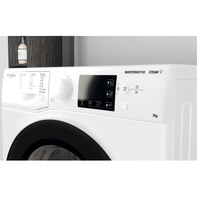 Пральна машина Whirlpool фронтальна, 7кг, 1200, A+++, 43.5см, дисплей, пара, інвертор, люк чорний, білий (WRSB7259WBUA) Пральна машина Whirlpool фронтальна, 7кг, 1200, A+++, 43.5см, дисплей, пара, інвертор, люк чорний, білий (WRSB7259WBUA)