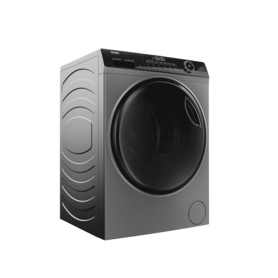 Прально-сушильна машина Haier фронтальна, 8(5)кг, 1400, A, 46см, дисплей, пара, інвертор, люк чорний, прямий привід, cріблястий 