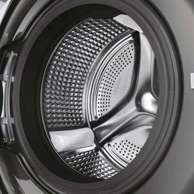 Прально-сушильна машина Haier фронтальна, 8(5)кг, 1400, A, 46см, дисплей, пара, інвертор, люк чорний, прямий привід, cріблястий 