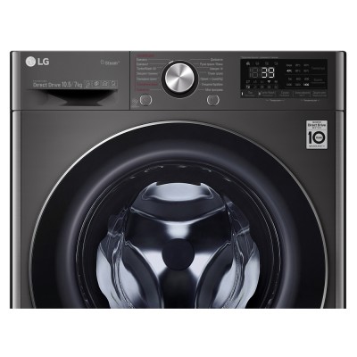 Прально-сушильна машина LG фронтальна, 10.5(7)кг, 1400, А, 56см, дисплей, пара, інвертор, чорний (F4V9RC9P)