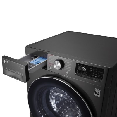 Прально-сушильна машина LG фронтальна, 10.5(7)кг, 1400, А, 56см, дисплей, пара, інвертор, чорний (F4V9RC9P)