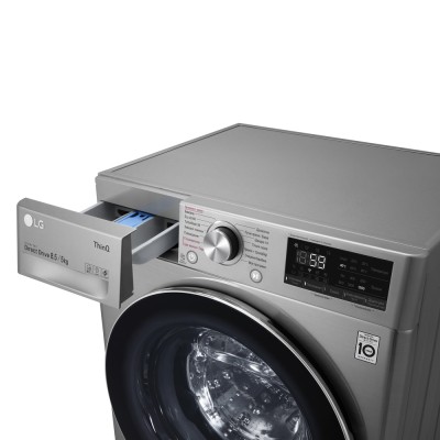 Прально-сушильна машина LG фронтальна, 8.5(5)кг, 1200, A, пара, 47см, дисплей, пара, інвертор, сріблястий (F2V5GG9T)