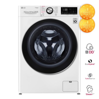 Прально-сушильна машина LG фронтальна, 8.5(5)кг, 1200, А, 47см, дисплей, пара, інвертор, білий (F2V9GC9W)