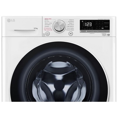 Прально-сушильна машина LG фронтальна, 9(5)кг, 1200, А, 48см, дисплей, пара, інвертор, білий (F2V3FG0W)