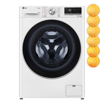 Прально-сушильна машина LG фронтальна, 9(6)кг, 1400, А, 56см, дисплей, пара, інвертор, білий (F4V7VG1W)