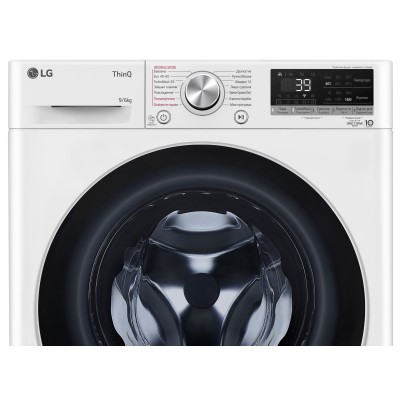 Прально-сушильна машина LG фронтальна, 9(6)кг, 1400, А, 56см, дисплей, пара, інвертор, білий (F4V7VG1W)