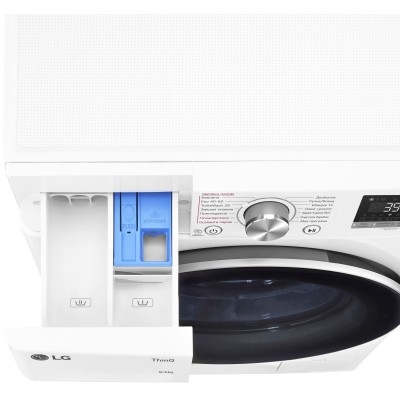 Прально-сушильна машина LG фронтальна, 9(6)кг, 1400, А, 56см, дисплей, пара, інвертор, білий (F4V7VG1W)