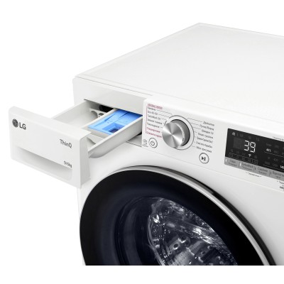 Прально-сушильна машина LG фронтальна, 9(6)кг, 1400, А, 56см, дисплей, пара, інвертор, білий (F4V7VG1W)