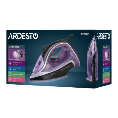 Праска Ardesto IR-B2234, 2400Вт, 350мл, паровий удар-120гр, керам. підошва, фіолетово-чорний Праска Ardesto IR-B2234, 2400Вт, 350мл, паровий удар-120гр, керам. підошва, фіолетово-чорний