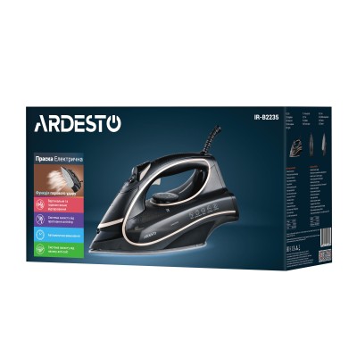 Праска Ardesto IR-B2235, 2400Вт, 450мл, паровий удар-120гр, керам. підошва, чорно-золотий Праска Ardesto IR-B2235, 2400Вт, 450мл, паровий удар-120гр, керам. підошва, чорно-золотий