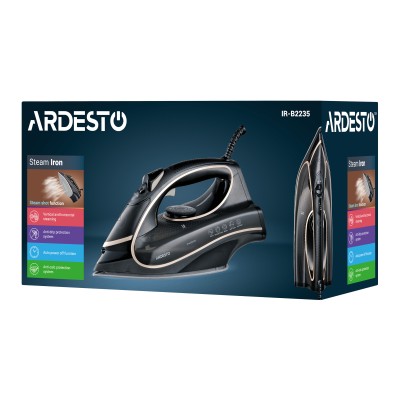 Праска Ardesto IR-B2235, 2400Вт, 450мл, паровий удар-120гр, керам. підошва, чорно-золотий Праска Ardesto IR-B2235, 2400Вт, 450мл, паровий удар-120гр, керам. підошва, чорно-золотий