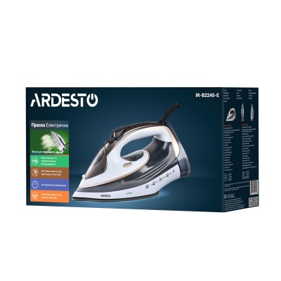 Праска Ardesto IR-B2245-E, 2400Вт, 400мл, паровий удар, електр. керування, керам. підошва, біло-сірий