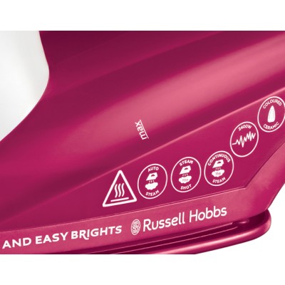 Праска Russell Hobbs Light & Easy Brights Berry, 2600Вт, 240мл, паровий удар -115гр, постійна пара - 35гр, керам. підошва, малин Праска Russell Hobbs Light & Easy Brights Berry, 2600Вт, 240мл, паровий удар -115гр, постійна пара - 35гр, керам. підошва, малин