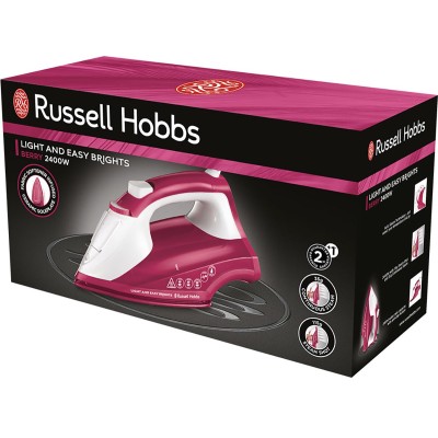 Праска Russell Hobbs Light & Easy Brights Berry, 2600Вт, 240мл, паровий удар -115гр, постійна пара - 35гр, керам. підошва, малин Праска Russell Hobbs Light & Easy Brights Berry, 2600Вт, 240мл, паровий удар -115гр, постійна пара - 35гр, керам. підошва, малин