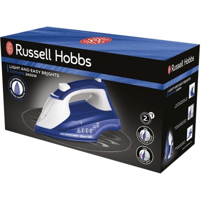 Праска Russell Hobbs Light & Easy Brights Sapphire, 2400Вт, 240мл, паровий удар -115гр, постійна пара - 35гр, керам. підошва, те