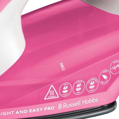 Праска Russell Hobbs Light & Easy Pro, 2600Вт, 240мл, паровий удар -130гр, постійна пара - 40гр, керам. підошва, біло-рожевий (2 Праска Russell Hobbs Light & Easy Pro, 2600Вт, 240мл, паровий удар -130гр, постійна пара - 40гр, керам. підошва, біло-рожевий (2