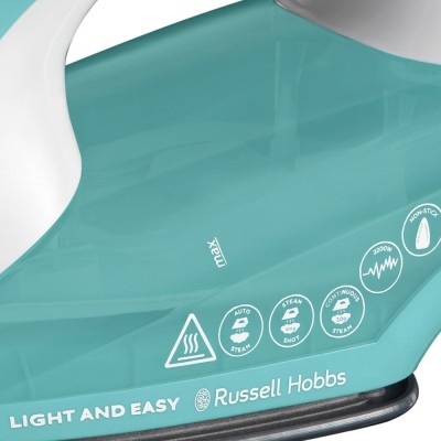 Праска Russell Hobbs Light & Easy, 2400Вт, 240мл, паровий удар -30гр, постійна пара - 110гр, Anti-calc, нерж. сталь, бірюзовий (