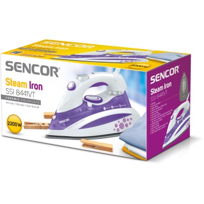 Праска Sencor, 2200Вт, 380мл, постійна пара - 30гр, Anti-Calс, Drip-Stop, керам. підошва, голубий (SSI8441VT) Праска Sencor, 2200Вт, 380мл, постійна пара - 30гр, Anti-Calс, Drip-Stop, керам. підошва, голубий (SSI8441VT)