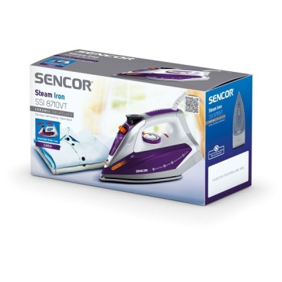 Праска Sencor, 2400Вт, 200мл, паровий удар -120гр, постійна пара - 25гр, Anti-calc, керам. підошва, фіолетовий (SSI8710VT)