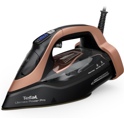 Праска Tefal Ultimate Power Pro, 3200Вт, 350мл, паровий удар -300гр, постійна пара - 85гр, керам. підошва, чорно-золотий (FV9E50 Праска Tefal Ultimate Power Pro, 3200Вт, 350мл, паровий удар -300гр, постійна пара - 85гр, керам. підошва, чорно-золотий (FV9E50