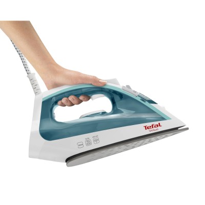 Праска Tefal Virtuo, 1800Вт, 200мл, паровий удар -80гр, постійна пара - 24гр, керам. підошва, біло-бірюзовий (FV1710E0) Праска Tefal Virtuo, 1800Вт, 200мл, паровий удар -80гр, постійна пара - 24гр, керам. підошва, біло-бірюзовий (FV1710E0)