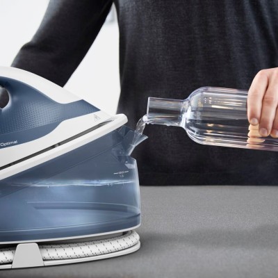 Праска-парогенератор Tefal Optimal, 2200Вт, 1200мл, паровий удар -190гр, постійна пара - 110гр, керам. підошва, біло-синій (SV41