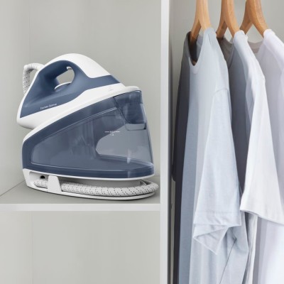 Праска-парогенератор Tefal Optimal, 2200Вт, 1200мл, паровий удар -190гр, постійна пара - 110гр, керам. підошва, біло-синій (SV41
