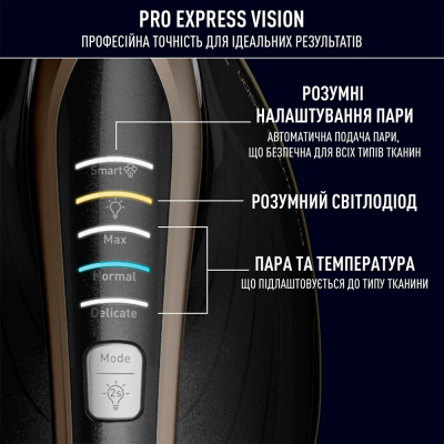 Праска-парогенератор Tefal Pro Express Vision, 3000Вт, 1200мл, паровий удар -800гр, постійна пара - 180гр, керам. підошва, чорно Праска-парогенератор Tefal Pro Express Vision, 3000Вт, 1200мл, паровий удар -800гр, постійна пара - 180гр, керам. підошва, чорно