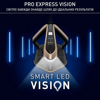 Праска-парогенератор Tefal Pro Express Vision, 3000Вт, 1200мл, паровий удар -800гр, постійна пара - 180гр, керам. підошва, чорно Праска-парогенератор Tefal Pro Express Vision, 3000Вт, 1200мл, паровий удар -800гр, постійна пара - 180гр, керам. підошва, чорно