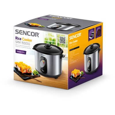 Рисоварка Sencor, 500Вт, чаша-1,5л, електр. керування , знімна кришка, нерж. сталь, сірий (SRM1550SS) Рисоварка Sencor, 500Вт, чаша-1,5л, електр. керування , знімна кришка, нерж. сталь, сірий (SRM1550SS)