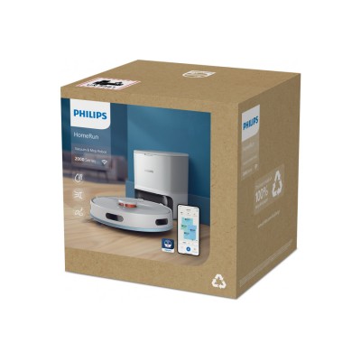 Робот-пилосос Philips Series 2000, h=40.3см, вологе прибирання, конт пил -0.25л, автон. робота до 130хв, НЕРА 11, білий (XU2100/ Робот-пилосос Philips Series 2000, h=40.3см, вологе прибирання, конт пил -0.25л, автон. робота до 130хв, НЕРА 11, білий (XU2100/