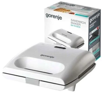Сендвічмейкер Gorenje 700Вт, алюміній, 1 пластина-гриль , корпус-пластик, білий (SM701GCW) Сендвічмейкер Gorenje 700Вт, алюміній, 1 пластина-гриль , корпус-пластик, білий (SM701GCW)