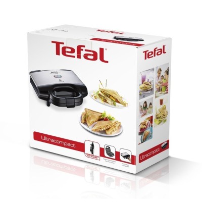 Сендвічмейкер Tefal Ultracompact 700Вт, 1 пластина-сендвіч, корпус-нержав.сталь/пластик, чорний (SM155212) Сендвічмейкер Tefal Ultracompact 700Вт, 1 пластина-сендвіч, корпус-нержав.сталь/пластик, чорний (SM155212)