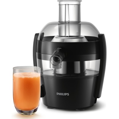 Соковитискач Philips Viva Collection відцентрований 500Вт, чаша-0.5л, жмих-1л, пластик, чорний (HR1832/00) Соковитискач Philips Viva Collection відцентрований 500Вт, чаша-0.5л, жмих-1л, пластик, чорний (HR1832/00)