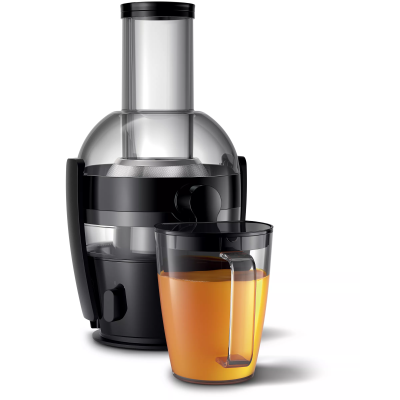 Соковитискач Philips Viva Collection відцентрований 800Вт, чаша-2л, жмих-1.2л, жолоб на ціле яблуко, пластик, чорний (HR1855/70) Соковитискач Philips Viva Collection відцентрований 800Вт, чаша-2л, жмих-1.2л, жолоб на ціле яблуко, пластик, чорний (HR1855/70)