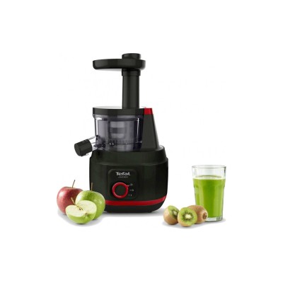 Соковитискач Tefal Juiceo шнековий 150Вт, чаша-0.8л, жмих-0.8л, насадка для цитрусових, пластик, червоно-чорний (ZC150838) Соковитискач Tefal Juiceo шнековий 150Вт, чаша-0.8л, жмих-0.8л, насадка для цитрусових, пластик, червоно-чорний (ZC150838)