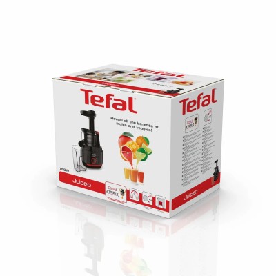 Соковитискач Tefal Juiceo шнековий 150Вт, чаша-0.8л, жмих-0.8л, насадка для цитрусових, пластик, червоно-чорний (ZC150838) Соковитискач Tefal Juiceo шнековий 150Вт, чаша-0.8л, жмих-0.8л, насадка для цитрусових, пластик, червоно-чорний (ZC150838)