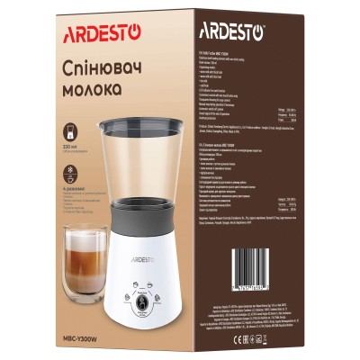 Спінювач-підігрівач Ardesto 300Вт, ємність резервуару-330мл, білий (MBC-Y300W) Спінювач-підігрівач Ardesto 300Вт, ємність резервуару-330мл, білий (MBC-Y300W)