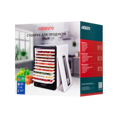 Сушарка для продуктів Ardesto 550Вт, піддонів - 10+1x3см, макс - 70°С, сітка для ягід, пластик, білий (FDB-1138) Сушарка для продуктів Ardesto 550Вт, піддонів - 10+1x3см, макс - 70°С, сітка для ягід, пластик, білий (FDB-1138)