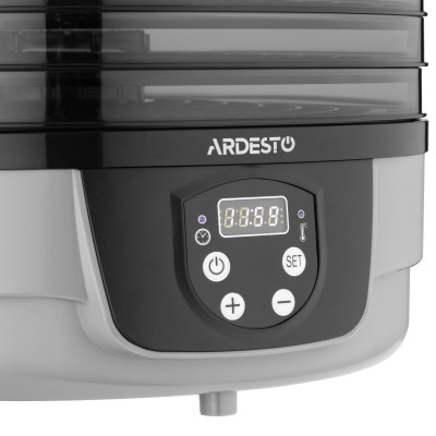 Сушарка для продуктів Ardesto FDB-532TTC, 250Вт, піддонів -5x3см, діаметр-32см, макс-70°С, таймер, електр. управління, пластик ,