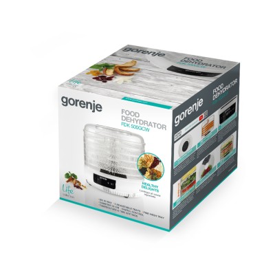 Сушарка для продуктів Gorenje 380Вт, піддонів - 5x2.8см, діаметр - 31см, макс - 70°С, алюміній, пластик, білий (FDK500GCW) Сушарка для продуктів Gorenje 380Вт, піддонів - 5x2.8см, діаметр - 31см, макс - 70°С, алюміній, пластик, білий (FDK500GCW)