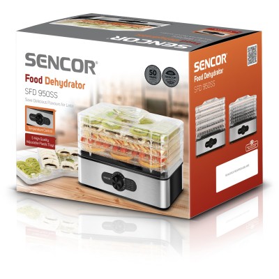 Сушарка для продуктів Sencor 240Вт, піддонів - 5x2.9см, діаметр - 29см, макс - 70°С, пластик, сірий (SFD950SS) Сушарка для продуктів Sencor 240Вт, піддонів - 5x2.9см, діаметр - 29см, макс - 70°С, пластик, сірий (SFD950SS)