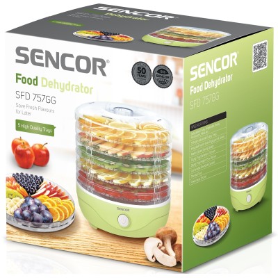 Сушарка для продуктів Sencor 250Вт, піддонів - 5x2.6см, діаметр - 23см, сітка для ягід, пластик, зелений (SFD757GG) Сушарка для продуктів Sencor 250Вт, піддонів - 5x2.6см, діаметр - 23см, сітка для ягід, пластик, зелений (SFD757GG)