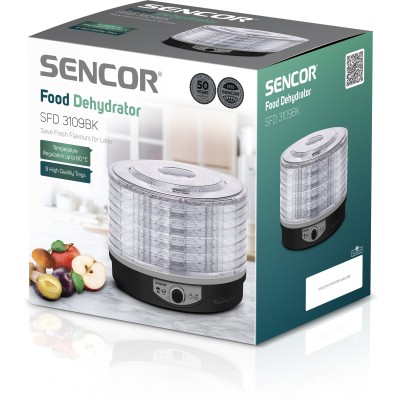 Сушарка для продуктів Sencor 250Вт, піддонів - 9x2.5см, діаметр - 33см, макс - 80°С, сітка для ягід, пластик, чорний (SFD3109BK) Сушарка для продуктів Sencor 250Вт, піддонів - 9x2.5см, діаметр - 33см, макс - 80°С, сітка для ягід, пластик, чорний (SFD3109BK)