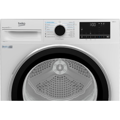 Сушильна машина Beko тепловий насос, 8кг, A+++, 60см, дисплей, підсвітка барабану, білий (B5T68243)