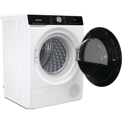 Сушильна машина Gorenje тепловий насос, 9кг, A++, 60см, дисплей, 15 програм, підсвітка барабану, білий (DNS92)