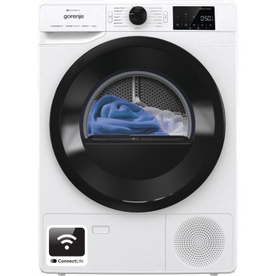 Сушильна машина Gorenje тепловий насос, 9кг, A++, 60см, дисплей, 16 програм, Wi-Fi, білий (DPNE92GNLWIFI)