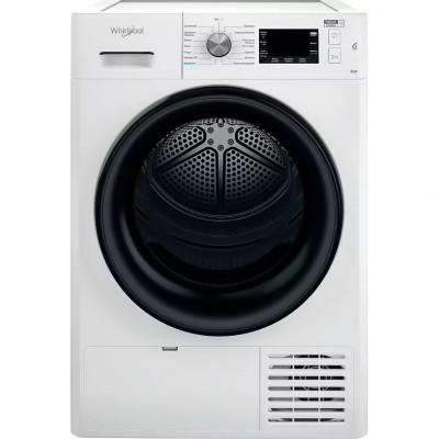 Сушильна машина Whirlpool тепловий насос, 9кг, A++, 65см, дисплей, люк чорний, білий (FFTM229X2BUA)