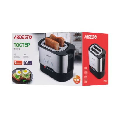 Тостер Ardesto Steel Collection 1000Вт, метал/пластик, сріблясто-чорний (T-K210)