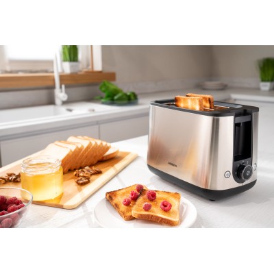 Тостер Ardesto Steel Collection 800Вт, метал/пластик, сріблясто-чорний (T-K200) Тостер Ardesto Steel Collection 800Вт, метал/пластик, сріблясто-чорний (T-K200)